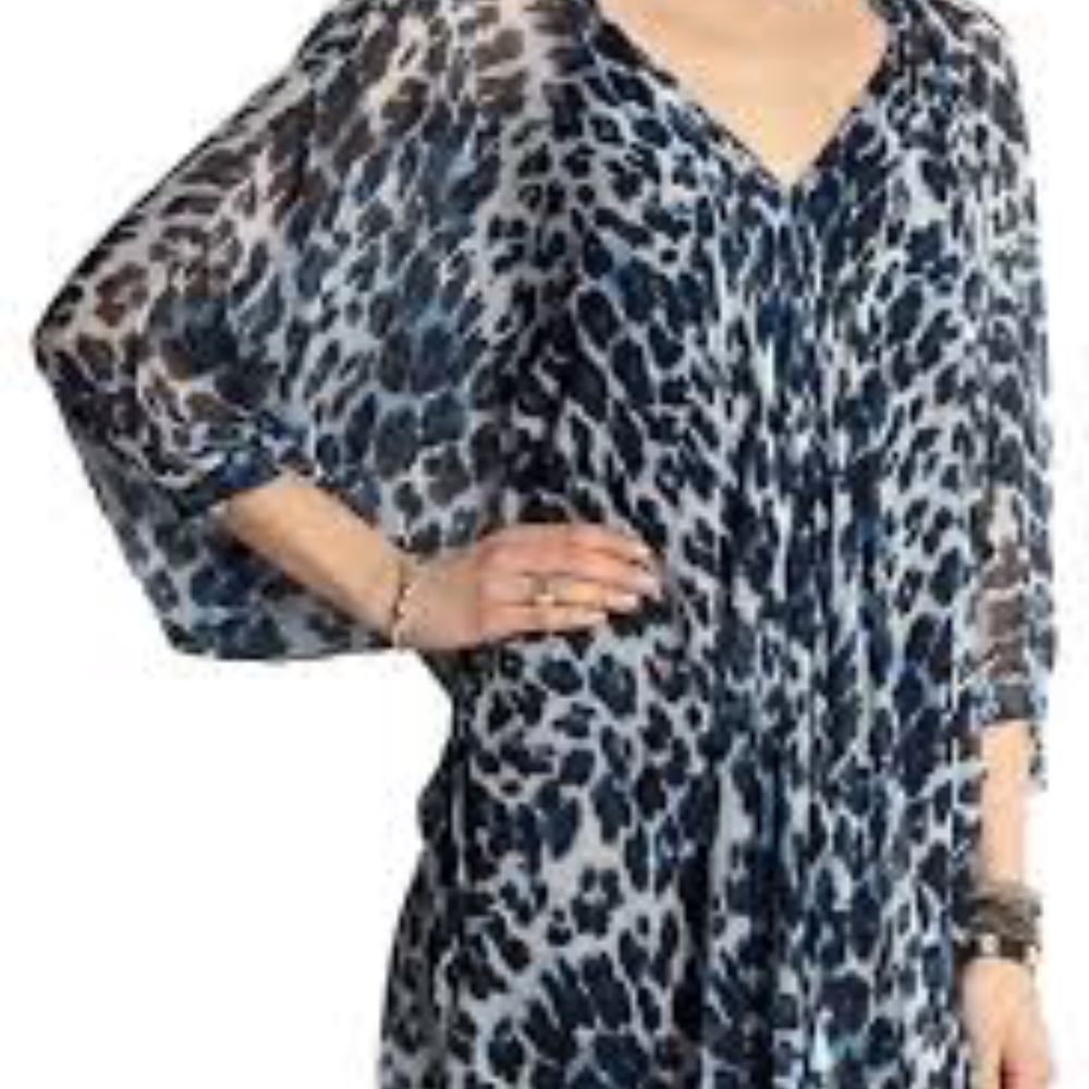 Diane Von Furstenberg Fleurette Blue Leopard Dress